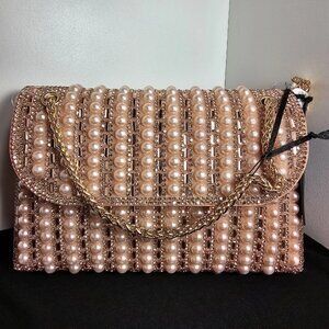 House of Harlow 1960 Crystal/Rhinestone/Pearl Embellished Crossbody Chain Strap